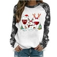 thumbnail image 1 of XUNKUSGA Sweatshirt Women Fashion Christmas Graphic Sweatshirt for Women Casual Crew Neck Pullover Sweatshirt Drop Shoulder Color Block Long Sleeve Womens Tops S-2XL Gray, 1 of 4