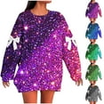 thumbnail image 1 of XUNKUSGA Sweatshirt Women Fashion Christmas Print Loose Drop Shoulder Pullover Sweatshirt with 3D bow Casual Comfortable Round Neck Long Sleeve Regular Solid Color Hoodies for Women S-5XL Purple, 1 of 4