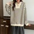 thumbnail image 1 of XUNKUSGA Sweatshirt for Women Quarter Zip Pullover Sweatshirt Striped Long Sleeve Drop Shoulder Clothes For Women Casual Loose Womens Fall Fashion 2025 M-2XL, 1 of 2