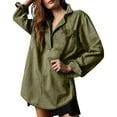 thumbnail image 1 of XUNKUSGA Sweatshirt for Women Boyfriend Style Casual Long Sleeve V-Neck Denim Lightweight Pullover for Women with Pockets Fashion Oversized Jacket for Fall Streetwear S-2XL, 1 of 5