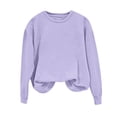 thumbnail image 1 of XUNKUSGA Sweatshirt for Womenfor Basic Solid Color Crewneck Long Sleeve Hoodless Sweatshirts Fashion Casual Loose Pullover Tops, 1 of 4