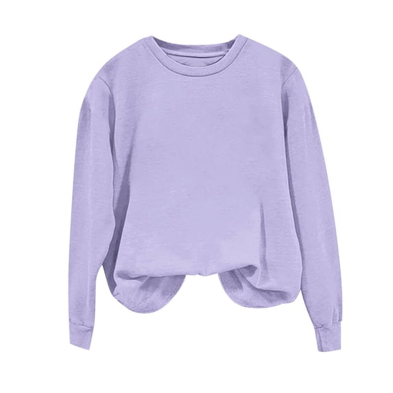 XUNKUSGA Sweatshirt for Womenfor Basic Solid Color Crewneck Long Sleeve Hoodless Sweatshirts Fashion Casual Loose Pullover Tops