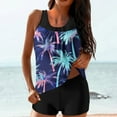 thumbnail image 1 of XUNKUSGA Tankini Swimsuits for Women Fashion Floral Tummy Control Women's Tankini Swimsuits Classic Two Piece Womens Bathing Suits Loose Casual Boho Style Swimsuits for Women S-2XL Blue, 1 of 5