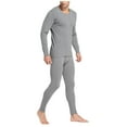 thumbnail image 1 of XUNKUSGA Thermal Underwear Men Soft Casual Solid Color Fleece Lined Crewneck Shirts and Pants Set Soft Base Layer for Cold Weather Comfortable Cotton Mens Thermal Underwear Set M-4XL Gray, 1 of 3