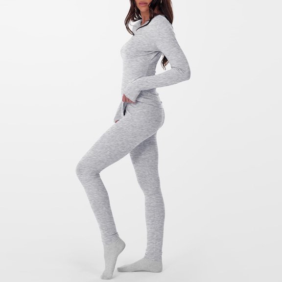 XUNKUSGA Thermal Underwear Women Ultra-Soft Long Johns Set Base Layer Thermals Top and Bottom Set Cold Weather Winter Warm Sets for Women S-2XL Gray