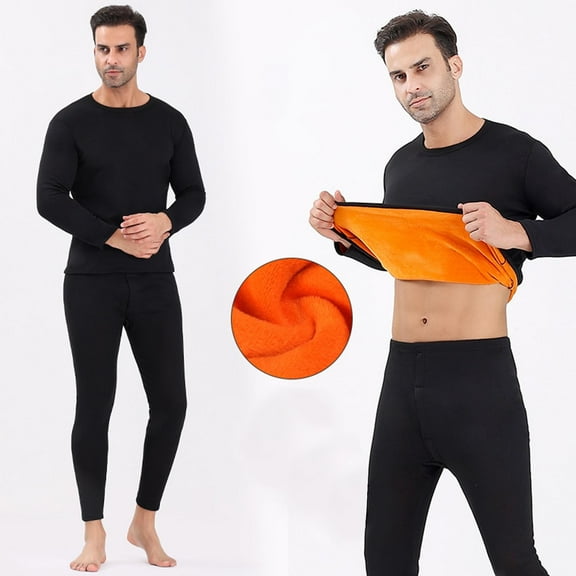XUNKUSGA Thermals for Men Fleece Lined Top and Bottom Thermals Sets Base Layer Long Johns for Men and Long Sleeve Shirts Mens Thermal Set Winter Clothing for Men L-4XL Black