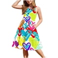 thumbnail image 1 of XUNKUSGA Toddler Girl Summer Dresses Casual Sleeveless Button Down Beach Dresses Graphic/Tie Dye Sundresses Swing Flowy Tiered Midi Sundress with Pockets 2-12 Years, 1 of 6