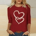 thumbnail image 1 of XUNKUSGA Tops for Women Cute Love Heart 3/4 Sleeve Womens T Shirts Lightweight Breathable Crewneck Valentine's Shirts for Women Soft Skin-Friendly Blouses for Women S-5XL Red, 1 of 4