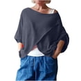 thumbnail image 1 of XUNKUSGA Tops for Women Trendy Batwing Oversized Womens Tops Off Shoulder Half Sleeve Pullover Top Casual Loose Solid Color Boat Neck Going Out Tops for Women S-3XL Blue, 1 of 6