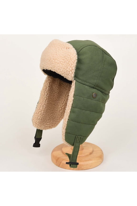 Trapper Hat Cold Weather Warm Men Caps Soft Sherpa Fleece Winter Hats for Men With Fleece Ear Flaps and Adjustable Skiing Thickened Windproof Women's Hat Green