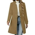 thumbnail image 1 of XUNKUSGA Trench Coat Women Mid-Long Stand Collar Pea Coats for Women Vintage Single Breasted Casual Outerwear Winter Coats for Women S-2XL Brown, 1 of 8