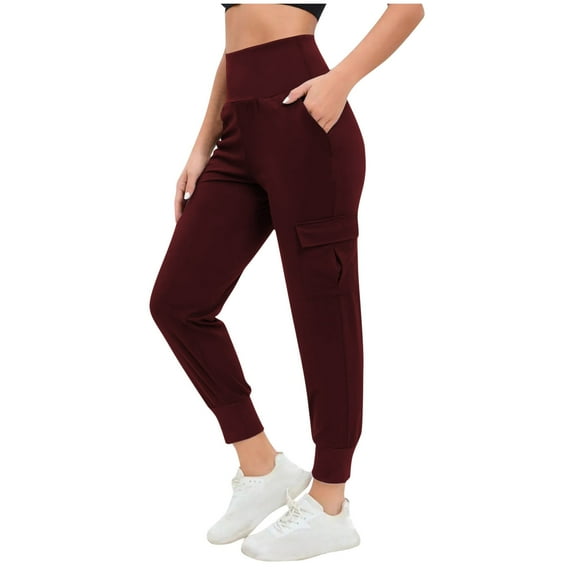 XUNKUSGA Trousers Pants for Women High Waisted Joggers for Women Lightweight Water Resistant Joggers Athletic Outdoor Travel Sweatpants Women With Pockets
