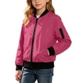 thumbnail image 1 of XUNKUSGA Unisex Kids Bomber Jacket Lightweight Zip Up Water Resistant Baseball Jacket Fashion Contrast Ribbed Cuffs Windproof Outerwear with Pockets,11 Years, 1 of 8
