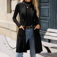 thumbnail image 1 of XUNKUSGA Vest for Women Soft Suede Womens Vest Fashion Vintage Solid Color Long Blazer Vest Casual Lapel Collar Sleeveless Jacket Women with Pockets S-2XL Black, 1 of 8