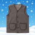 thumbnail image 1 of XUNKUSGA Vest for Women Winter Warm V Neck Sleeveless Casual Outerwear Fall Fuzzy Lightweight Comfy Womens Vest Classic Solid Color Fleece Vest with Pocket 3XL-5XL Brown, 1 of 4