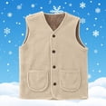 thumbnail image 1 of XUNKUSGA Vest for Women Winter Warm V Neck Sleeveless Casual Outerwear Fall Fuzzy Lightweight Comfy Womens Vest Classic Solid Color Fleece Vest with Pocket 3XL-5XL Beige, 1 of 6