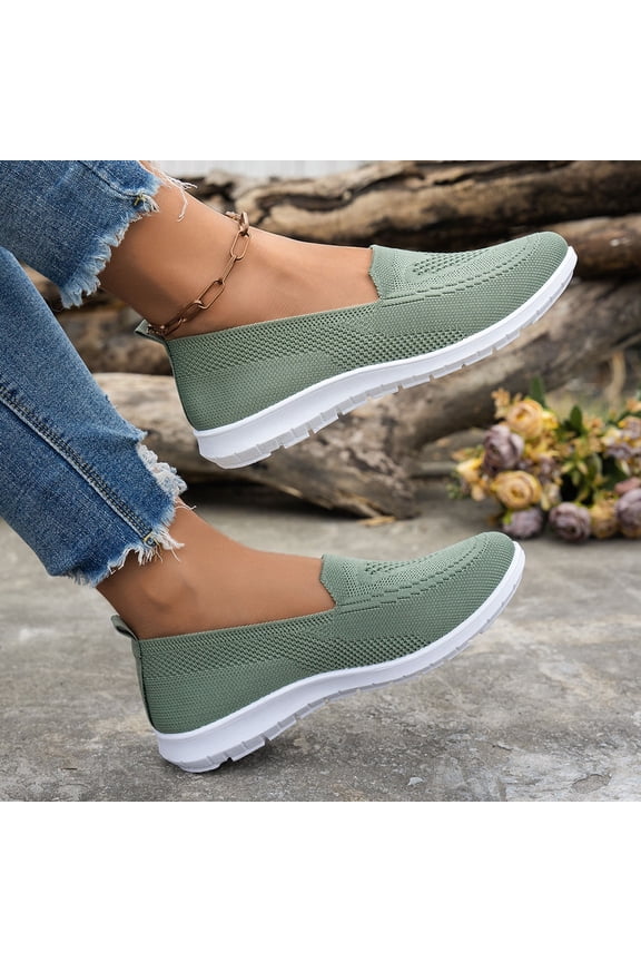 Walking Shoes Soft Breathable Anti-Skid Slip On Shoes Women Classic Arch Support Womens Shoes Casual Flat Shoes for Women Comfortable Mesh Round Toe Women's Shoes Green