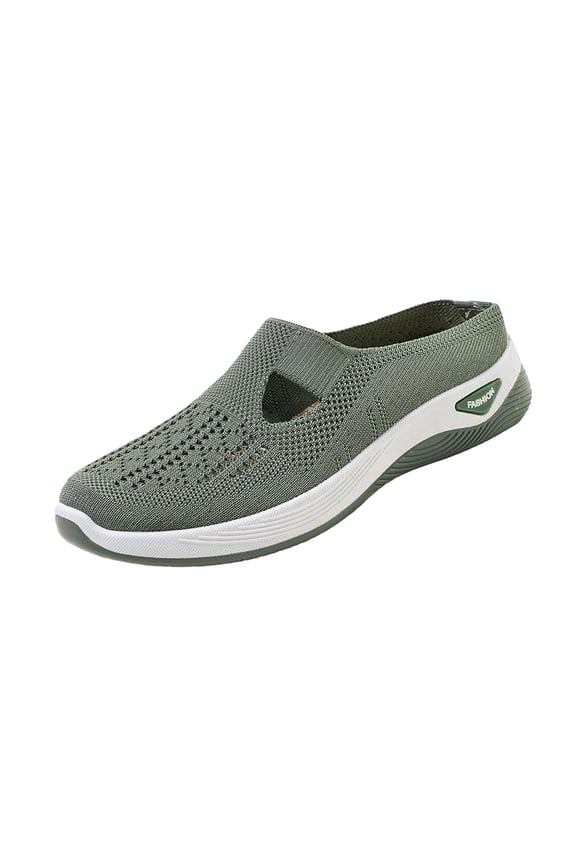 Walking Shoes Women Breathable Knit Arch Support Shoes for Women Lightweight Slip-On Womens Shoes Classic Round Toe Hollow Mesh Mules for Women,5.5