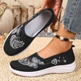 thumbnail image 1 of XUNKUSGA Walking Shoes Women Trendy Embroidered Knit Womens Shoes Casual Breathable Mesh Slip On Shoes Women Lightweight Comfortable Womens Walking Shoes,Black,5.5, 1 of 5