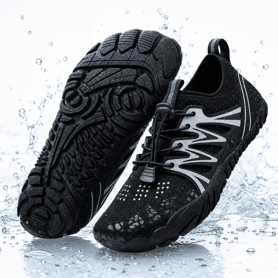XUNKUSGA Water Shoes for Women and Men Mesh Breathable Wide Toe Barefoot Shoes Women Casual Comfortable Quick Dry Non-Slip Aqua Shoes for Fitness Hiking,Black,5.5