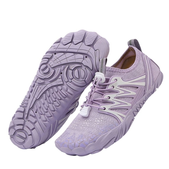 XUNKUSGA Water Shoes for Women and Men Mesh Breathable Wide Toe Barefoot Shoes Women Casual Comfortable Quick Dry Non-Slip Aqua Shoes for Fitness Hiking,Purple,6.5