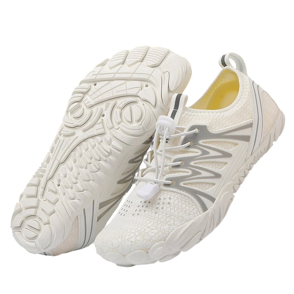 XUNKUSGA Water Shoes for Women and Men Mesh Breathable Wide Toe Barefoot Shoes Women Casual Comfortable Quick Dry Non-Slip Aqua Shoes for Fitness Hiking,White,10