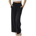 thumbnail image 1 of XUNKUSGA Wide Leg Pants Woman Casual Solid Color High Waist Womens Trousers Double Pocket Loose Lightweight Trousers Pants for Women, 1 of 9