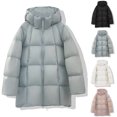 thumbnail image 1 of XUNKUSGA Winter Coats for Women Soft Loose Long Women's Winter Jackets Solid Color Casual Thicken Down Jacket Women Stand Collar Zipper Hoody Parkas for Women S-XL Blue, 1 of 2