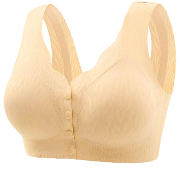 XUNKUSGA Wireless Bras for Women Seamless Snap Front Closure Post Surgery Bra Fashion Ribbed Floral Everyday Bras Soft&Adjustable Straps Convenient Mastectomy Bralettes