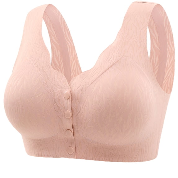 XUNKUSGA Wireless Bras for Women Seamless Snap Front Closure Post Surgery Bra Fashion Ribbed Floral Everyday Bras Soft&Adjustable Straps Convenient Mastectomy Bralettes