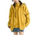 thumbnail image 1 of XUNKUSGA Women Jackets 3-In-1 Waterproof Insulated Windproof Fleece Lined Winter Coats for Women Baggy Solid Color Warm Hooded Jacket for Men Women XS-4XL Yellow, 1 of 6