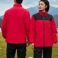 thumbnail image 1 of XUNKUSGA Women Jackets Color Block Windproof Waterproof Hiking Clothes for Women Full Zip Lightweight Womens Fall Jackets Long Sleeve Stand Up Collar Softshell Jacket M-4XL Red, 1 of 4
