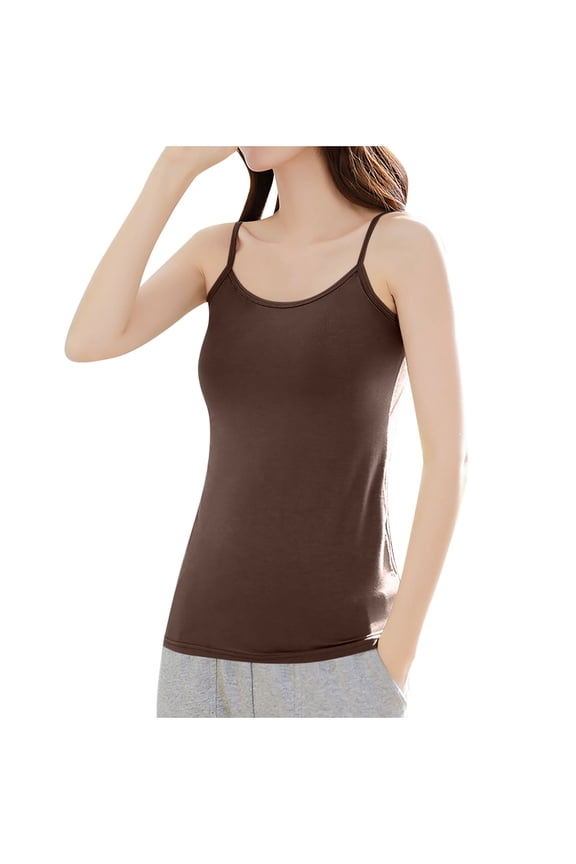 Women Tank Tops Solid Color Spaghetti Strap Sleeveless Tops Ribbed Basic Cami Shirts Round Neck Casual Camisole Tops Cool Summer Outfits M-XXL