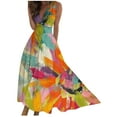 thumbnail image 1 of XUNKUSGA Women's Beach Sundresses Summer Sleeveless V Neck Plus Size Dress Floral Sundress Casual Crewneck High Waist A-Line Maxi Dresses, 1 of 5