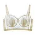thumbnail image 1 of XUNKUSGA Women's Bras Lightly Lined Cup Lace Mesh Unlined Bralettes for Women Unpadded Underwire Bras Side Back Smooth Comfy Full Coverage Minimizer Colorblock Bras S-2XL, 1 of 4