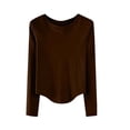 thumbnail image 1 of XUNKUSGA Women's Clothing Crew Neck Long Sleeve Crop Tops for Women Casual Loose Womens T Shirts Fashion Solid Color Womens Fall Fashion 2025 M-3XL, 1 of 1