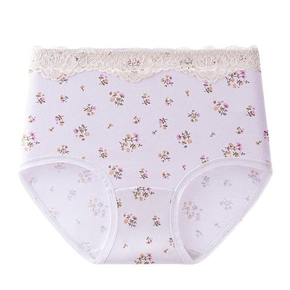 XUNKUSGA Women's Cotton Underwear Lace Printed High Waisted Women's Underwear Full Coverage Womens Plus Size Underwear Women's Underwear M-4XL