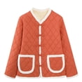 thumbnail image 1 of XUNKUSGA Women's Jackets Plus Size Warm Corduroy Fleece Lined Winter Coats for Women Casual Fuzzy V-Neck Long Sleeve Button Down Quilted Jackets for Women with Pockets 3XL-5XL Orange, 1 of 6