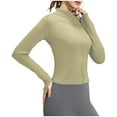 thumbnail image 1 of XUNKUSGA Women's Jackets Slim Fit Full Zip Fleece Yoga Tops for Women Lightweight Long Sleeve Turtleneck Jackets for Women Comfy High Stretch Running Yoga Tops with Pockets S-3XL Green, 1 of 4