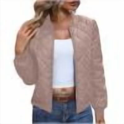 XUNKUSGA Women's Quilted Jakcet Long Sleeve Full Zip Bomber Jacket Lightweight Comfortable Puffer Jacket Fashion Casual Outerwear Solid Color Warm Winter Coat with Pockets S-2XL Pink