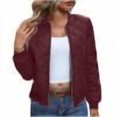 thumbnail image 1 of XUNKUSGA Women's Quilted Jakcet Long Sleeve Full Zip Bomber Jacket Lightweight Comfortable Puffer Jacket Fashion Casual Outerwear Solid Color Warm Winter Coat with Pockets S-2XL Red, 1 of 9