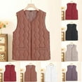 thumbnail image 1 of XUNKUSGA Women's Quilted Vest V Neck Sleeveless Button Down Vest for Women Lightweight Solid Color Puffer Vest Fall Spring Fleece Vest Womens Fall Fashion 2025 2XL-5XL Gray, 1 of 3