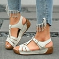 thumbnail image 1 of XUNKUSGA Women's Sandals Arch Support Anti Slip Low Wedges Sandals for Women Casual Open Toe Dress Sandals Fashion Boho Outdoor Walking Shoes,White, 1 of 9