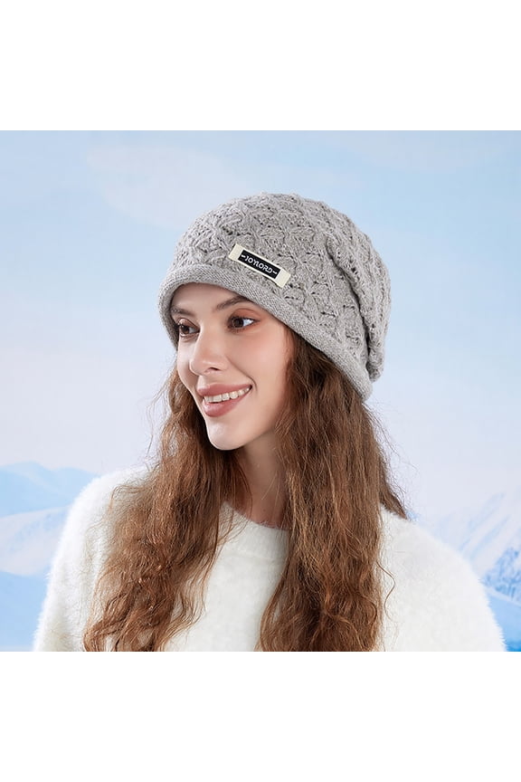 Slouchy Hat Fashion Soft Cable Knit Winter Hats Warm Winter Hat Comfortable Beret Skull Warm Knit Caps for Men Gray