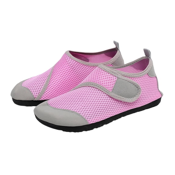 XUNKUSGA Women's Water Shoes Quick-Drying Breathable Mesh Hike Footwear Womens Casual Closed Toe Hook Loop Strap Barefoot Aqua Socks for Beach Swim Yoga,Pink,5.5-6