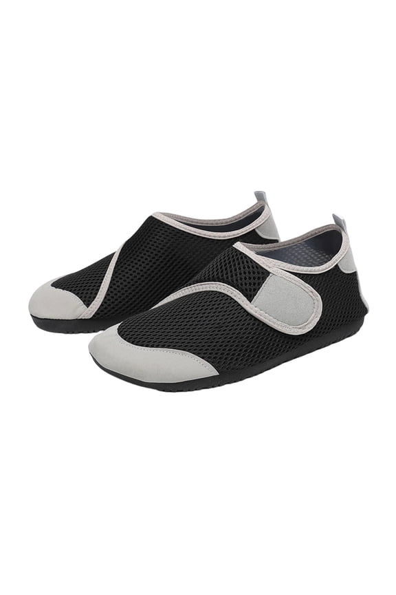 Women's Water Shoes Quick-Drying Breathable Mesh Hike Footwear Womens Casual Closed Toe Hook Loop Strap Barefoot Aqua Socks for Beach Swim Yoga,Black,7.5-8.5