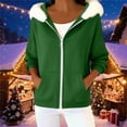 thumbnail image 1 of XUNKUSGA Women's Zip Up Hoodie Casual Drop Shoulder Long Sleeve Hoodies for Women with Removable Plush Collar Fashion Loose Solid Color Hooded Jacket with Pockets S-2XL Green, 1 of 8