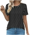thumbnail image 1 of XUNKUSGA Womens Blouses Polka Dot Boho T-shirt Oversized Round Neck Tops Light Breathable Summer Outfits 2025, 1 of 5