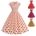 thumbnail image 1 of XUNKUSGA Womens Dresses Classic Hepburn Style Formal Dress Vintage Polka Dot Cocktail Dresses Fashion Short Sleeve V-Neck Button Down Summer Dress,Pink,2XL, 1 of 6