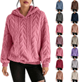 thumbnail image 1 of XUNKUSGA Womens Fuzzy Hoodies Classic Solid Color Textured Jacquard Fleece Pullover Top with Drawstring Hood Comfy Cozy Oversized Winter Warm Coat 4XL, 1 of 8